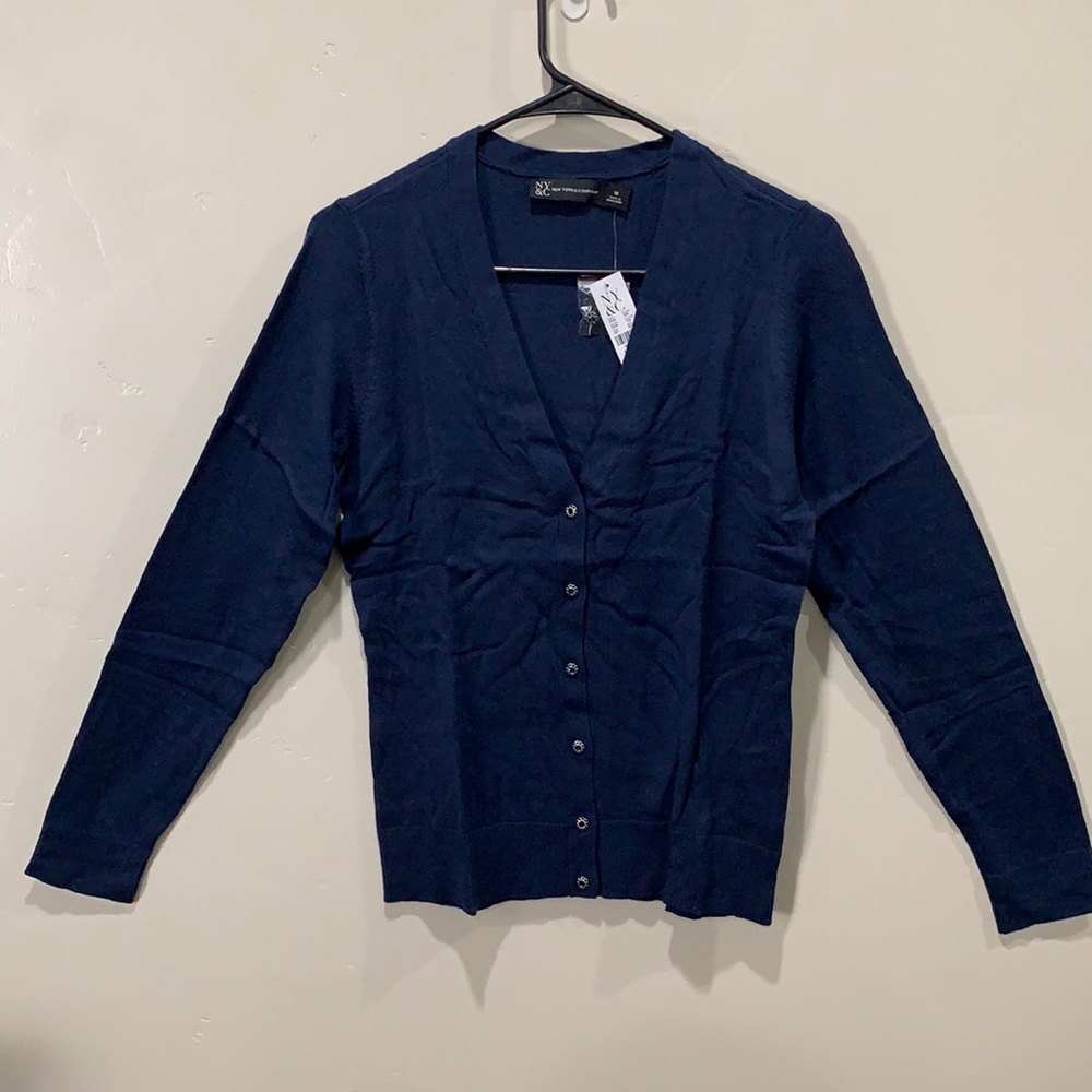 NWT NY&C Jeweled-Button Chelsea V-Neck Cardigan
